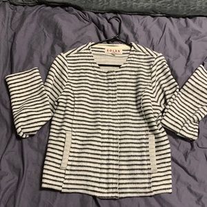 Black and White Striped Sweater Jacket